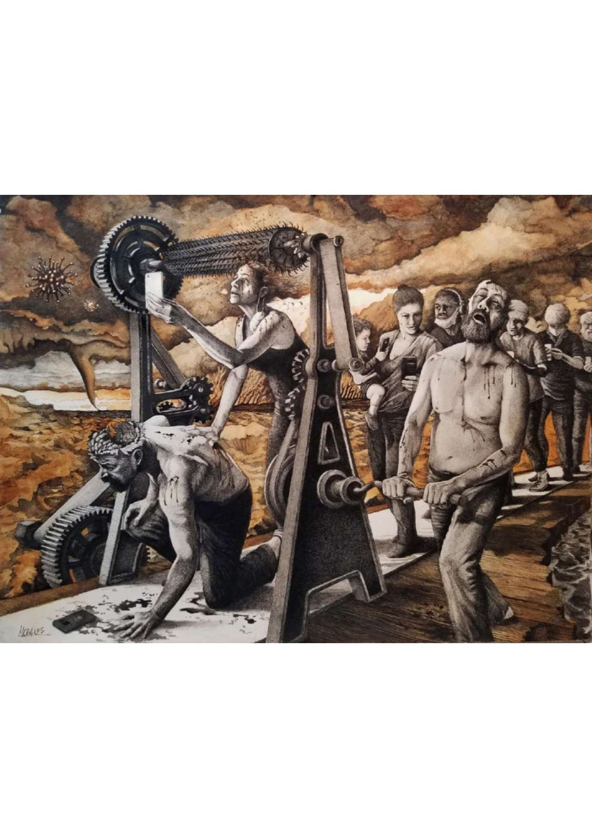 🔴 LOS ULTIMOS MINUTOS DE INCONSCIENCIA  (Tinta y limón) 46cm x 61cm